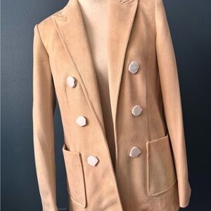 Tahari Tan Double-Breasted Blazer